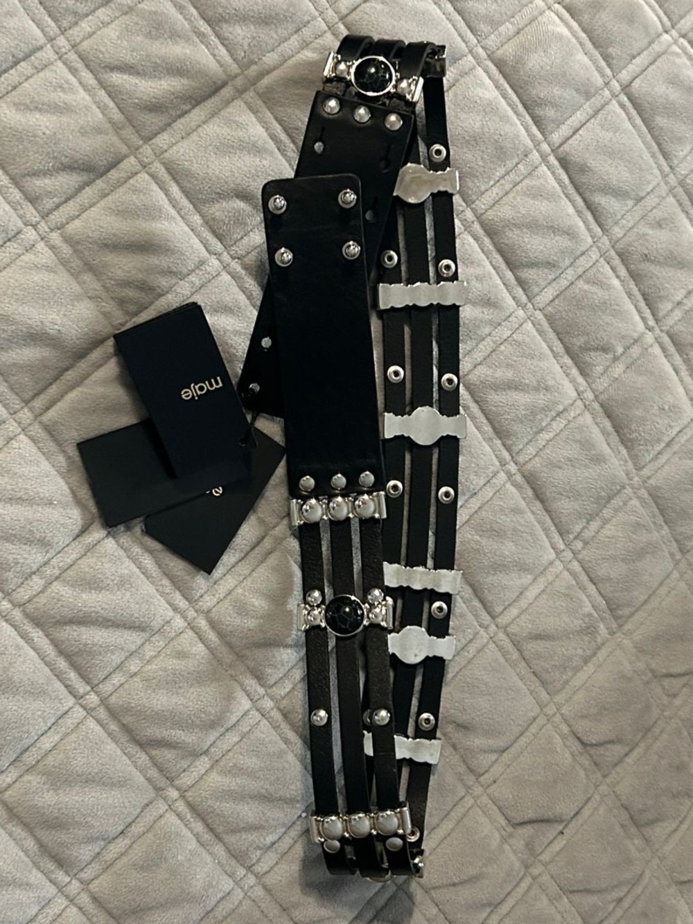 Maje Black Multi-strap Studded Leather Belt